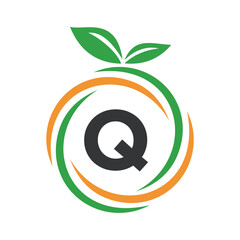  Initial Orange Logo combine with letter Q vector template