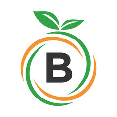  Initial Orange Logo combine with letter B vector template