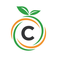  Initial Orange Logo combine with letter C vector template