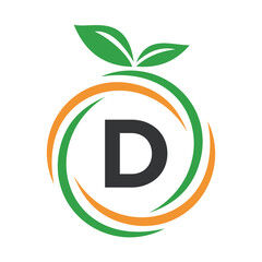  Initial Orange Logo combine with letter D vector template