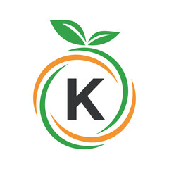  Initial Orange Logo combine with letter K vector template