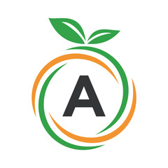  Initial Orange Logo combine with letter A vector template