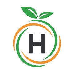 Initial Orange Logo combine with letter H vector template