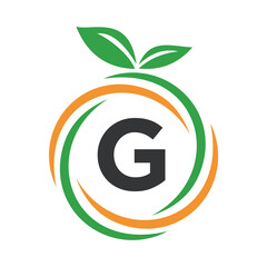  Initial Orange Logo combine with letter G vector template