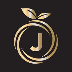  Initial Orange Logo combine with letter J vector template