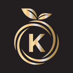  Initial Orange Logo combine with letter K vector template