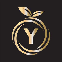  Initial Orange Logo combine with letter Y vector template