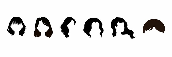 Set of hair icons, set of wig icon, set of hair style icons, hair icons set, hair styles icon, Wig icons set
