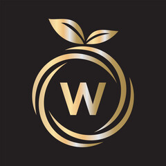  Initial Orange Logo combine with letter W vector template