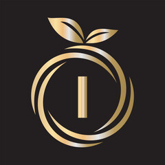  Initial Orange Logo combine with letter I vector template