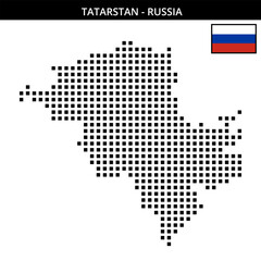 Big square dotted map of Tatarstan in Russia