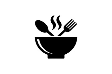 Restaurant food bowl with spoon and fork icon vector