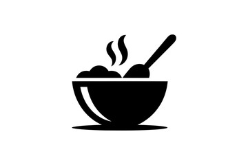 Bowl of hot food with spoon vector illustration