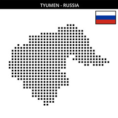 Big square dotted map of Tyumen in Russia