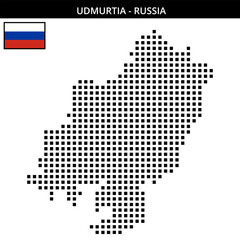 Obraz premium Big square dotted map of Udmurtia in Russia