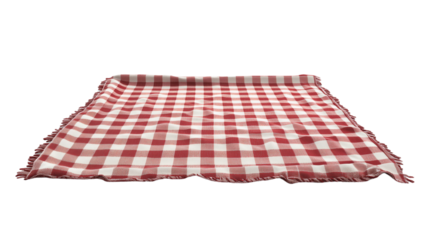 Red and white picnic blanket, created with AI, PNG