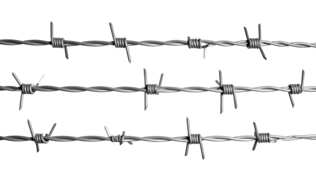 barbed wire isolated on transparent background.