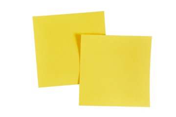 yellow sticky note paper sheets with shadow isolated on white or transparent png