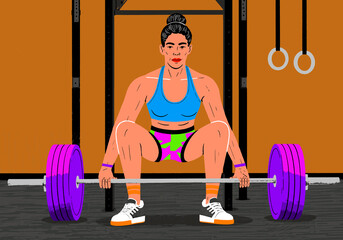 Illustration of a person performing a deadlift in a gym setting