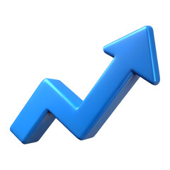 Blue arrow pointing upwards, isolated on transparent background