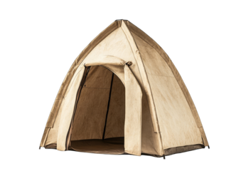 Beige dome tent, open doorway