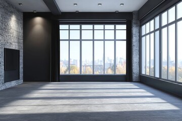 Fototapeta premium Contemporary interior design featuring a spacious layout.