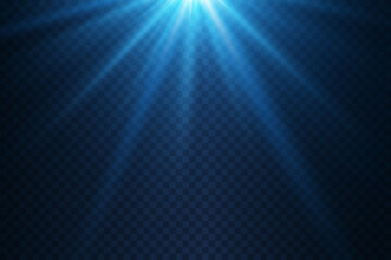 Blue light rays of light and star explosion.