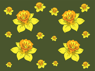 the yellow daffodil flowers pattern