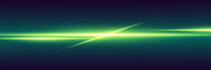 Glowing light neon line, green flash of light.