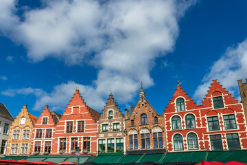 Colorful houses with stepped gables on Bruges Markt (Market Square), Belgium