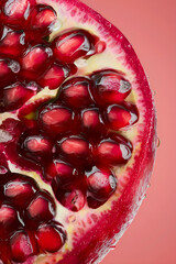 closeup of a promegranate slice