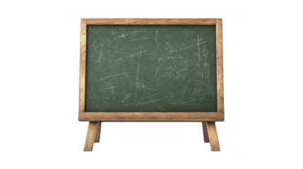 Standing chalkboard with writing marks on a transparent background, PNG image, PNG file.