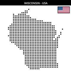 Fototapeta premium Big square dotted map of wisconsin in the USA