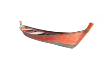 Red wooden rowboat isolated on transparent background