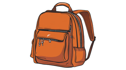 Vivid orange backpack with zippers isolated on a transparent background, PNG image, PNG file.
