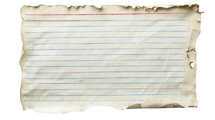 Lined notepad paper with torn edges on a transparent background, PNG image, PNG file.