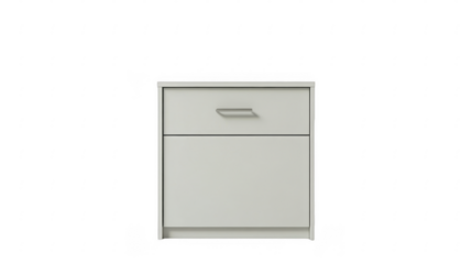 Small off-white bedside table isolated on a transparent background, PNG image, PNG file.