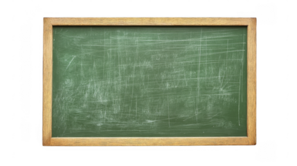 Green chalkboard with wooden frame on a transparent background, PNG image, PNG file.