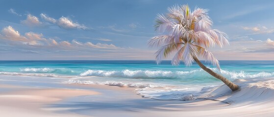 Naklejka premium Tranquil minimalist beach serene sand water and solitude