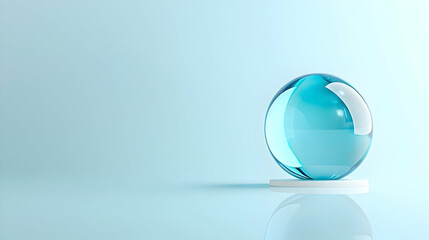 Light Blue Glass Sphere On White Pedestal