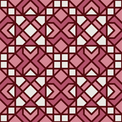 Geometric Seamless Pattern with Diamond and Square Shapes in Pink Shades