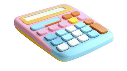 Colorful Calculator with Pink and Blue Design on a transparent background, PNG image, PNG file.