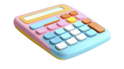 Colorful Calculator with Pink and Blue Design on a transparent background, PNG image, PNG file.