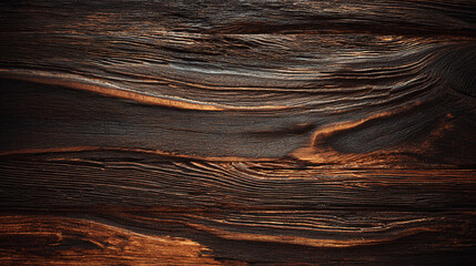 Dark weathered wood planks with natural grain patterns and rustic texture. Aged wooden surface showing knots, scratches and worn appearance from exposure