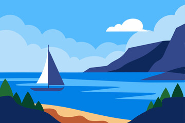 Tropical island paradise in the blue ocean with majestic mountains, a perfect summer travel landscape