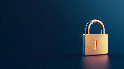 Fototapeta premium 3D Golden Lock On Dark Background