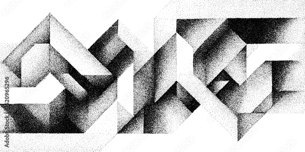 Poster engraved illustration of dynamic zigzag patterns in geometric abstract design