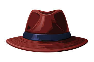 Dark Red Fedora Hat with Blue Band