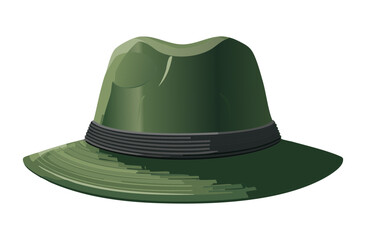 Dark Green Fedora Hat Fashion Accessory
