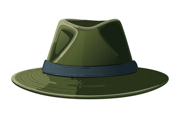 Classic Olive Green Fedora Hat Isolated